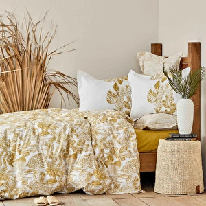 Karaca Home Leaf Hardal %100 Pamuk Çift Kişilik Nevresim Takımı görseli 2