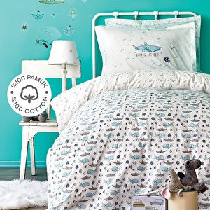 Karaca Home Shark Yeşil %100 Pamuk Genç Nevresim Takımı görseli 1