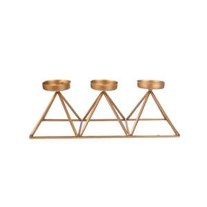 Karaca Home Geometri 3'lü Mumluk Gold 36x13cm görseli 1