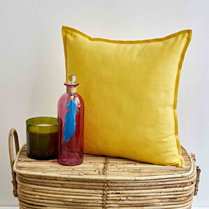 Karaca Home Mood Düz Sarı İç Dolgulu Kırlent 45x45cm görseli 1