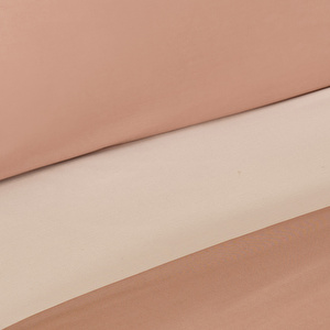 Karaca Home %100 Pamuk Basic Çift Taraflı Çift Kişilik Nevresim Takımı Bej-Kahve görseli 7