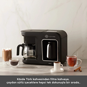 Karaca Hatır Plus 5 in 1 Essential Közde ve Sütlü Türk Kahvesi ve Filtre Kahve Makinesi Black Chrome görseli 3
