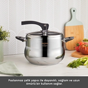 Karaca Retro İndüksiyon Tabanlı Düdüklü Tencere 8 Lt görseli 4