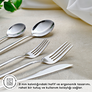Karaca Orion Platin 6 Kişilik 30 Parça Çatal Kaşık Bıçak Takımı görseli 4