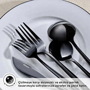 Karaca Orion 30 Parça 6 Kişilik Çatal Kaşık Bıçak Takımı Black görseli 5