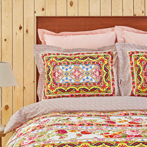 Karaca Home Capri Somon %100 Pamuk Çift Kişilik Pike Hediyeli Nevresim Takımı  görseli 2