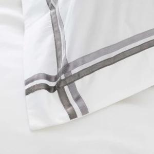 Karaca Home White Collection Valse Saten Percale Çift Kişilik Nevresim Takımı Şeritli Gri 