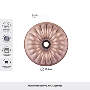 Karaca Lina Dilimli Rosegold Döküm Kek Kalıbı 25,5 cm görseli 2