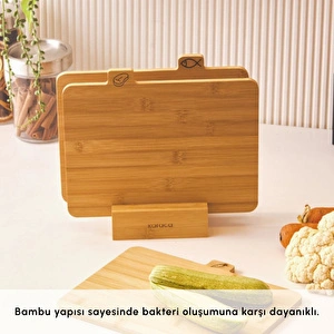 Karaca Triple 4 Parça Ayaklı Bambu Kesme Tahtası Seti görseli 4