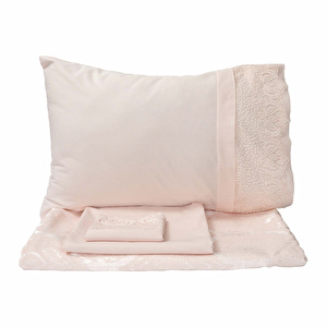 Karaca Home Aura Pudra Dantelli %100 Pamuk Private Çift Kişilik Pike Set görseli 5