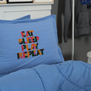 Karaca Home Motto Cotton Comfort Tek Kişilik Uyku Seti Mavi görseli 4