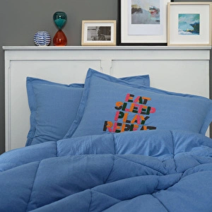 Karaca Home Motto Cotton Comfort Tek Kişilik Uyku Seti Mavi görseli 5