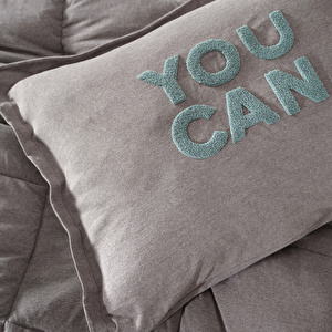 Karaca Home Motto Cotton Comfort Çift Kişilik Uyku Seti Gri görseli 4