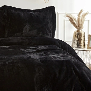 Karaca Home Fluffy Çift Kişilik Kürk Yatak Örtüsü Siyah görseli 3