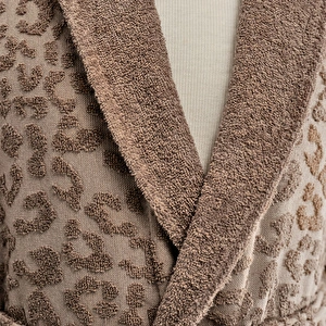 Karaca Home Leopar Kahve %100 Pamuk Bornoz S/M  görseli 2