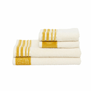 Karaca Home Minka Sonil %100 Pamuk Banyo/Yüz Havlusu Hamam Seti Off White Gold görseli 5