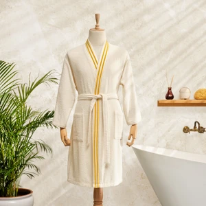 Karaca Home Minka Off White Lacivert Sonil %100 Pamuk Bornoz L/XL