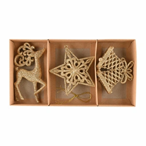 Karaca Home New Year Yılbaşı Glitter 3 Parça Ağaç Süsü Seti  görseli 4