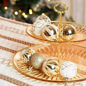 Karaca Home New Year Yıllbaşı Goldy Yıldız Başlıklı 21 Parça Ağaç Süsleme Seti