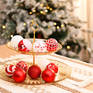 Karaca Home Fun Red Yıldız Başlıklı 19 Parça Ağaç Süsü Seti görseli 2