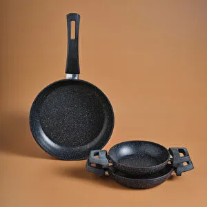 Karaca Biogranit Dide 3'lü Tava Sahan Seti Siyah