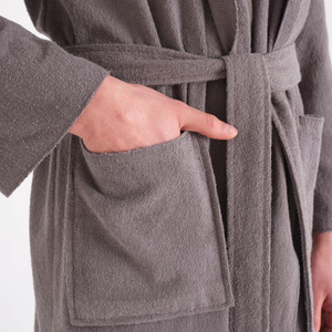 Karaca Home Berlin K. Gri Relax Hooded %100 Pamuk Bornoz S/M  görseli 3