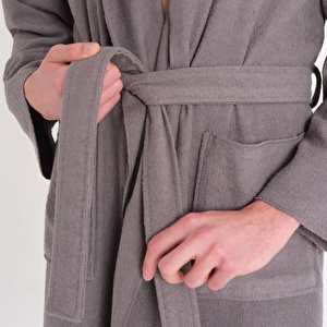 Karaca Home Berlin Koyu Gri Relax Hooded %100 Pamuk Bornoz L/XL görseli 4