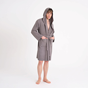 Karaca Home Berlin Koyu Gri Relax Hooded %100 Pamuk Bornoz L/XL görseli 5