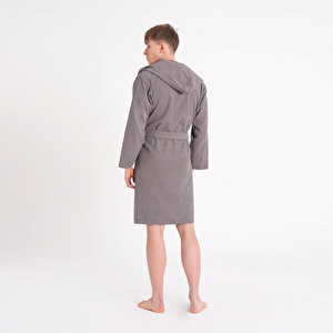Karaca Home Berlin Koyu Gri Relax Hooded %100 Pamuk Bornoz L/XL görseli 7