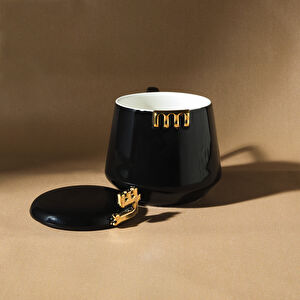 Karaca 50.Yıl İmza Koleksiyonu Kapaklı Siyah Kupa 350 ml