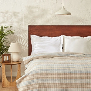 Karaca Home Flow Çizgili Çift Kişilik Waffle Pike 200x230 cm Bej görseli 2
