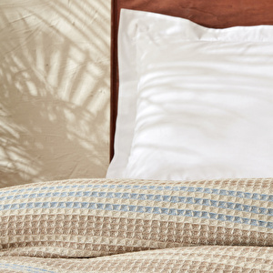 Karaca Home Flow Çizgili Çift Kişilik Waffle Pike 200x230 cm Bej görseli 4