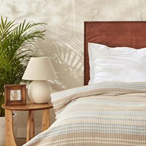 Karaca Home Flow Çizgili Çift Kişilik Waffle Pike 200x230 cm Bej görseli 3