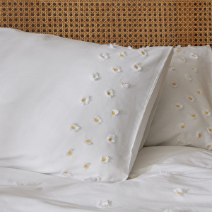 Karaca Home Lily %100 Pamuk Tek Kişilik Nakışlı Nevresim Takımı Beyaz görseli 2