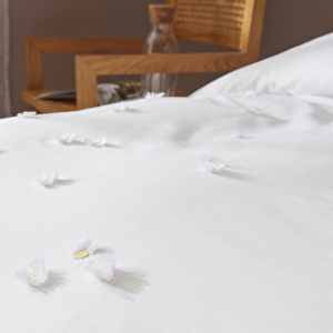 Karaca Home Lily %100 Pamuk Tek Kişilik Nakışlı Nevresim Takımı Beyaz görseli 4