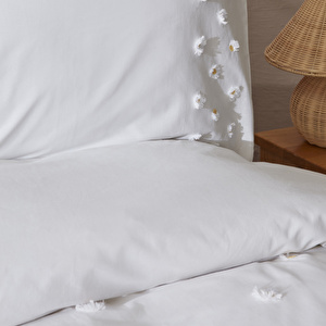 Karaca Home Lily %100 Pamuk Tek Kişilik Nakışlı Nevresim Takımı Beyaz görseli 5