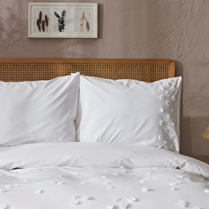 Karaca Home Lily %100 Pamuk Tek Kişilik Nakışlı Nevresim Takımı Beyaz görseli 7