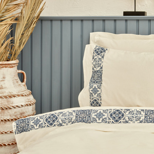 Karaca Home Mosaic %100 Pamuk Çift Kişilik Nakışlı Nevresim Takımı Beyaz görseli 3