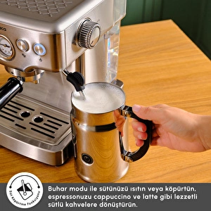 Karaca Coffee Art 1353 Süt Köpürtücülü, 20 Bar Basınçlı, Espresso, Latte, Cappuccino, Americano Makinesi Inox 1,8L 1350W görseli 5