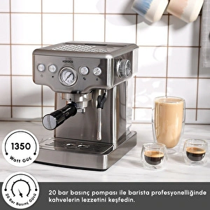 Karaca Coffee Art 1353 Süt Köpürtücülü, 20 Bar Basınçlı, Espresso, Latte, Cappuccino, Americano Makinesi Inox 1,8L 1350W görseli 7
