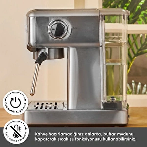 Karaca Coffee Art 1353 Süt Köpürtücülü, 20 Bar Basınçlı, Espresso, Latte, Cappuccino, Americano Makinesi Inox 1,8L 1350W görseli 11