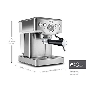 Karaca Coffee Art 1353 Süt Köpürtücülü, 20 Bar Basınçlı, Espresso, Latte, Cappuccino, Americano Makinesi Inox 1,8L 1350W görseli 2