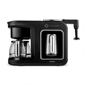 Karaca Hatır Plus Barista Steel 6 in 1 Konuşan Latte Cappuccino ve Közde Türk Kahve Makinesi Black Chrome görseli 1