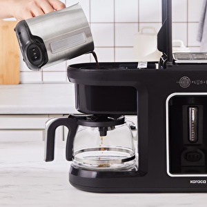 Karaca Hatır Plus Barista Steel 6 in 1 Konuşan Latte Cappuccino ve Közde Türk Kahve Makinesi Black Chrome görseli 3