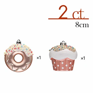 Karaca Home New Year Yılbaşı Donut Cupcake 2 Parça Ağaç Süsü Seti görseli 4