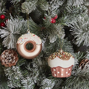 Karaca Home New Year Yılbaşı Donut Cupcake 2 Parça Ağaç Süsü Seti görseli 6