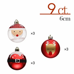 Karaca Home New Year Yılbaşı Santa Ağaç Süsü Seti 9 Parça 6 cm görseli 5