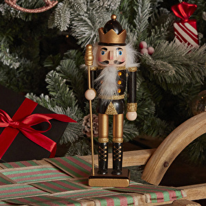 Karaca Home New Year Yılbaşı  Nutcracker With Gold Hat 25 cm görseli 4