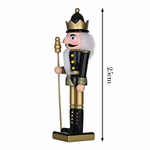 Karaca Home New Year Yılbaşı  Nutcracker With Gold Hat 25 cm görseli 6