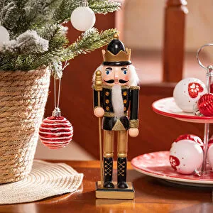 Karaca Home New Year Yılbaşı  Nutcracker With Gold Hat 25 cm görseli 1